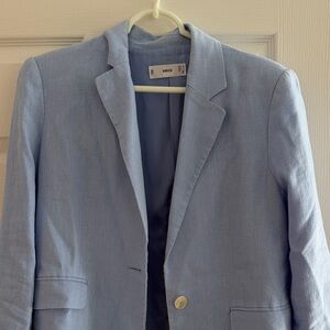 Mango Blue Linen Blazer